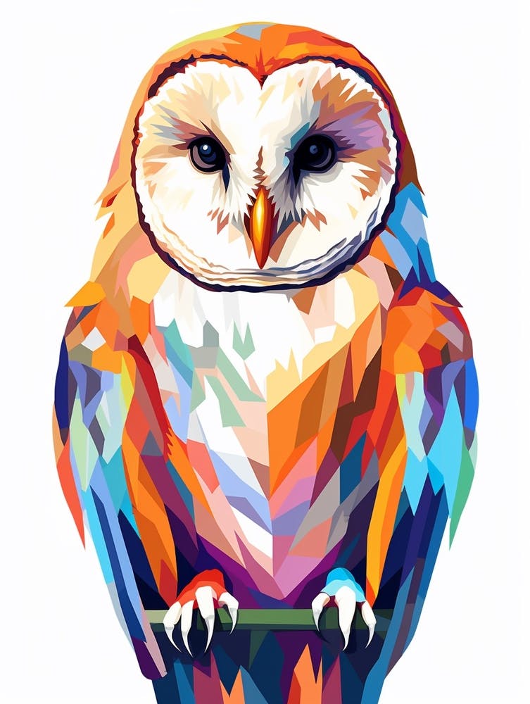 Oiseau géométrique coloré Chouette effraie 2