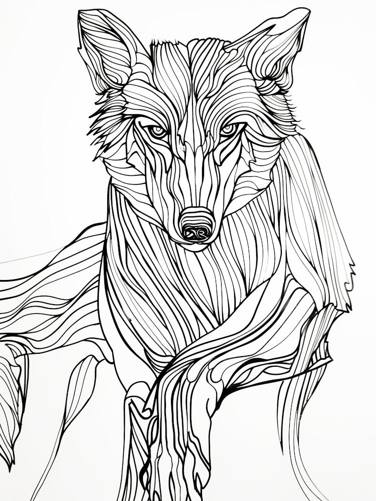 Wolf Drawing animal lines art