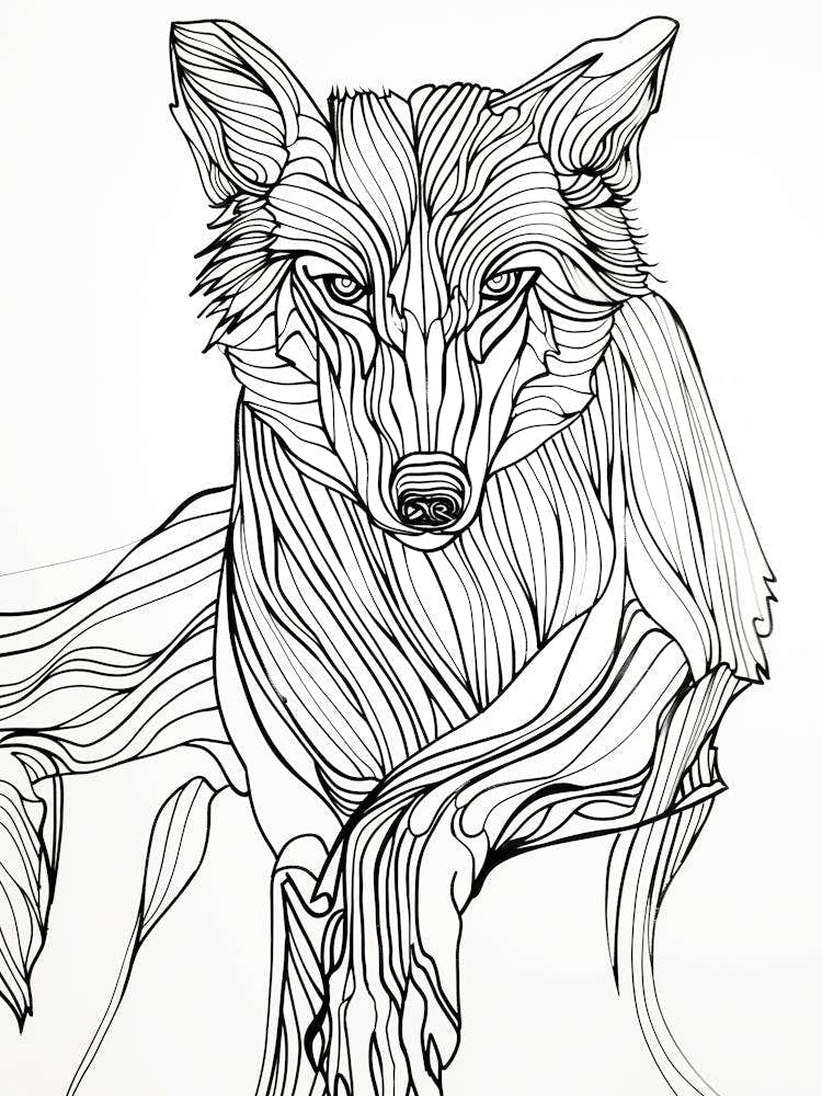 Wolf Drawing animal lines art