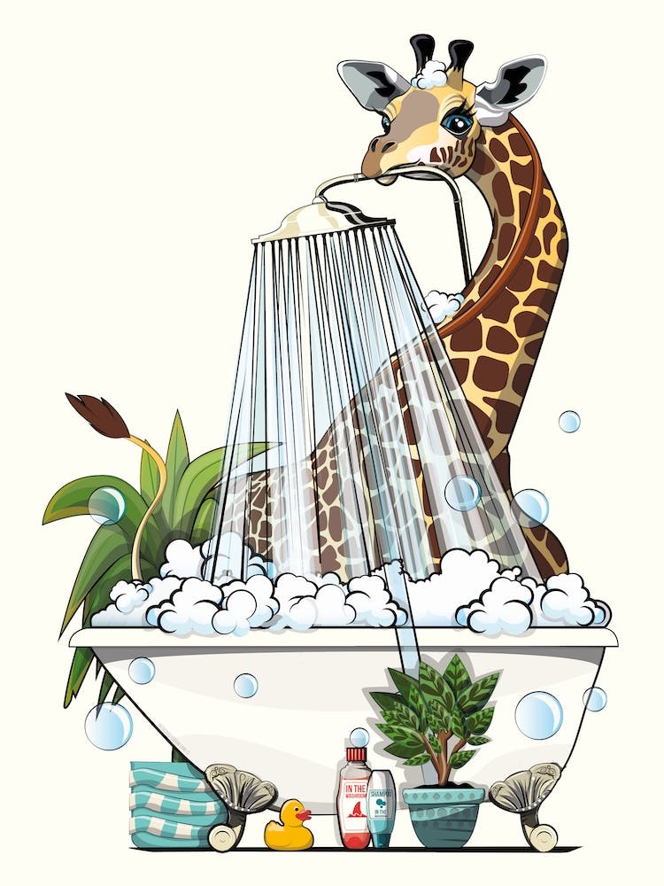 Girafe sous la douche