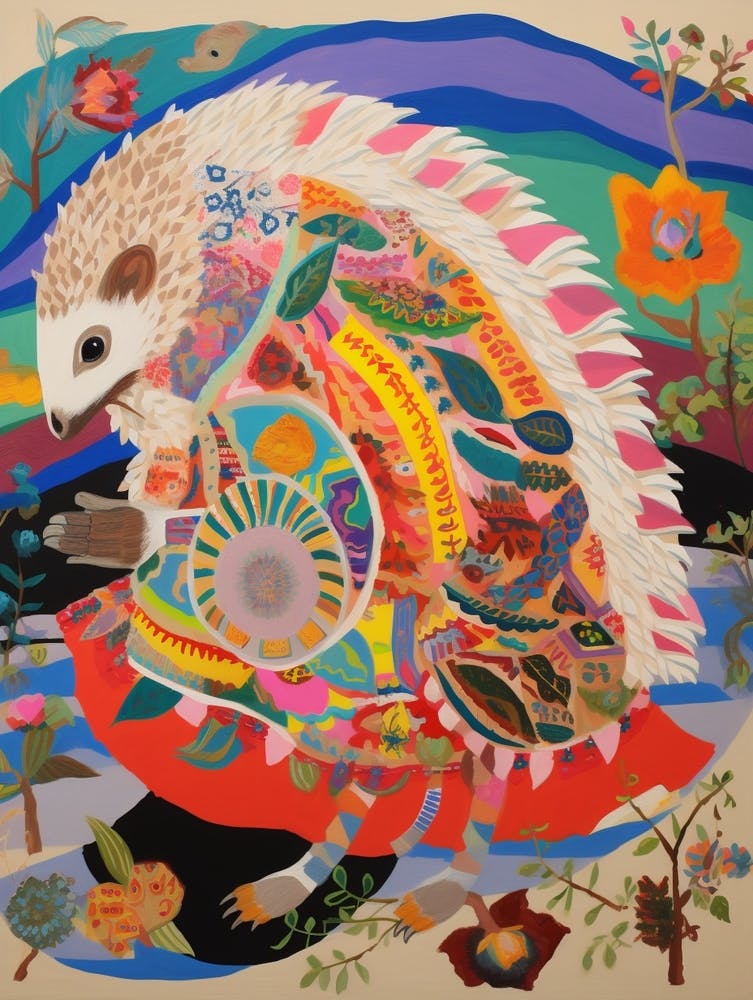 Maximalist Animal Painting Hedgehog 2
