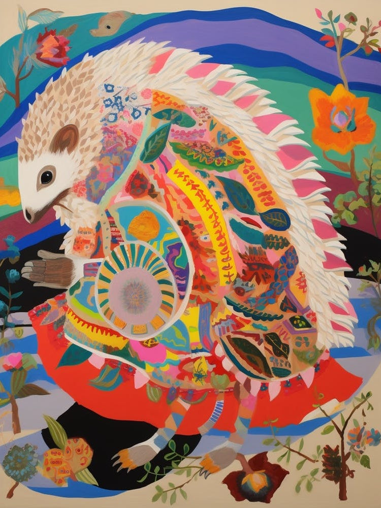 Maximalist Animal Painting Hedgehog 2