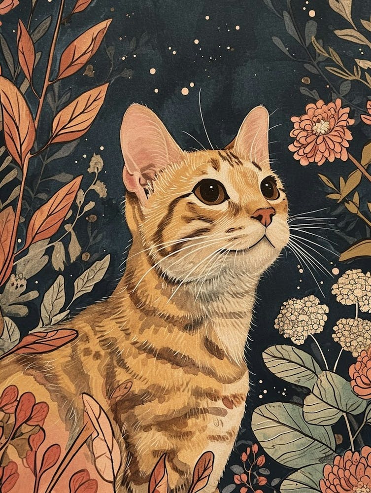 Bengal Cat Japanese Illustration 3