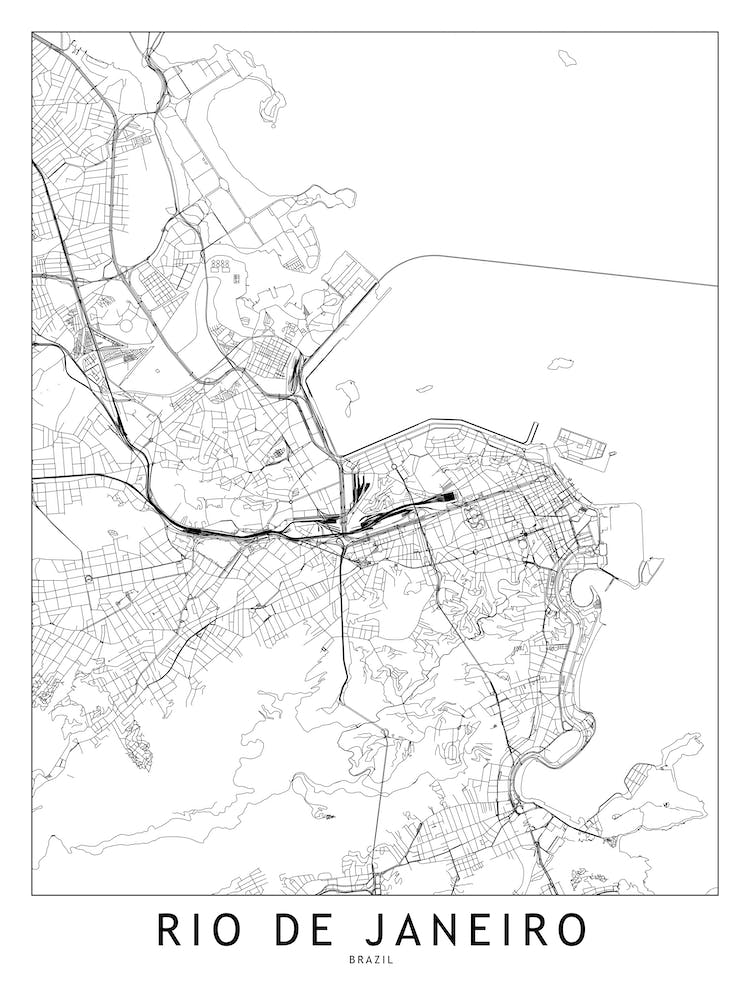 Rio De Janeiro White Map