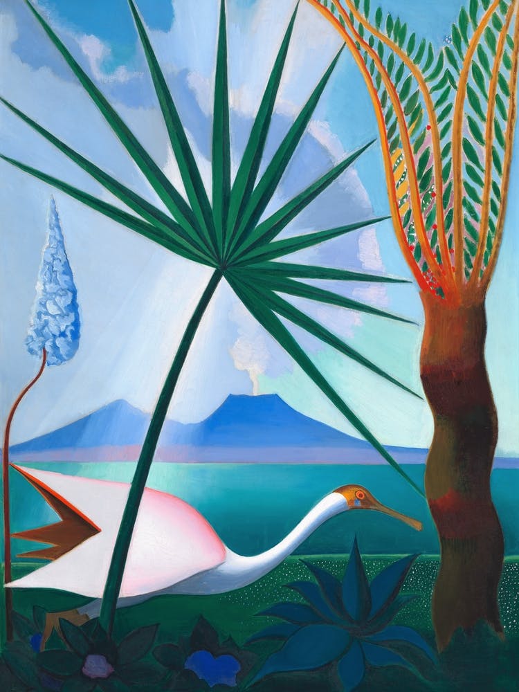 Neapolitan Song by Joseph Stella (1929) | precisionism | crane bird | palm | landscape art | Bay of Naples | vintage art print | FParrish | futurist art | 
