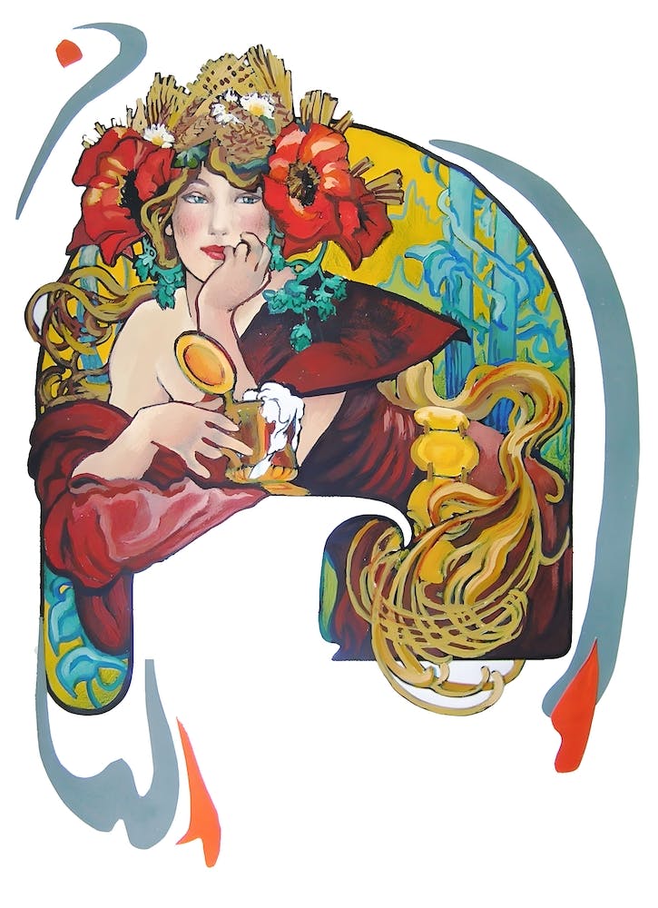 KOMPOSITION MÄDCHEN IN BLUMEN ALPHONSE MUCHA