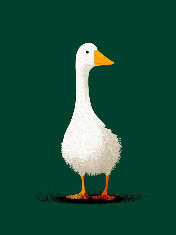 Cute Goose Poster, Dark Green