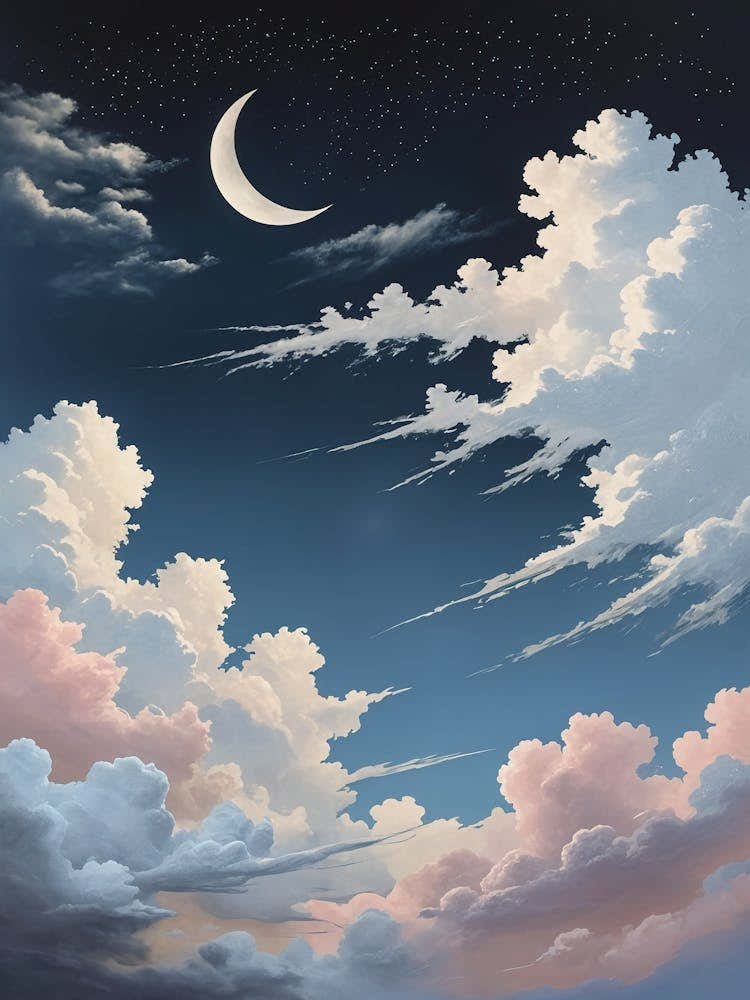 Crescent Moon And Clouds no1