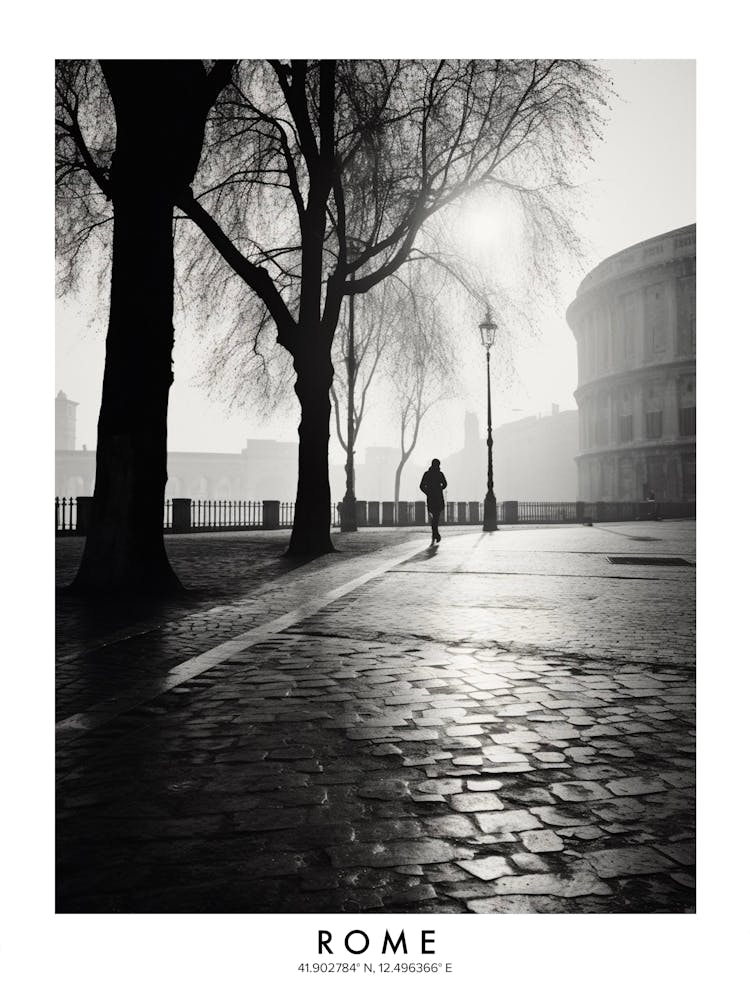 Poster Of Rome, Black And White Analogue Photograph 3