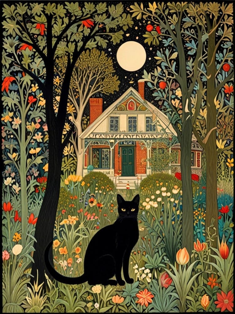 William Morris Cat In The Garden 15