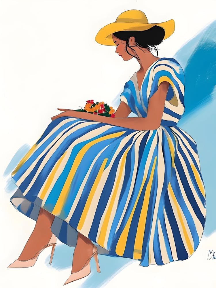 Woman In A Striped Dress 1