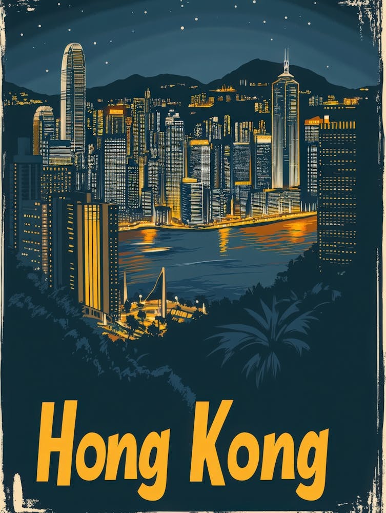 Aihrgdesign A Retro Travel Poster For Hong Kong Featuring The D5639ac5 3c62 4b3c Ab1a A5f4a7c2de7e 1