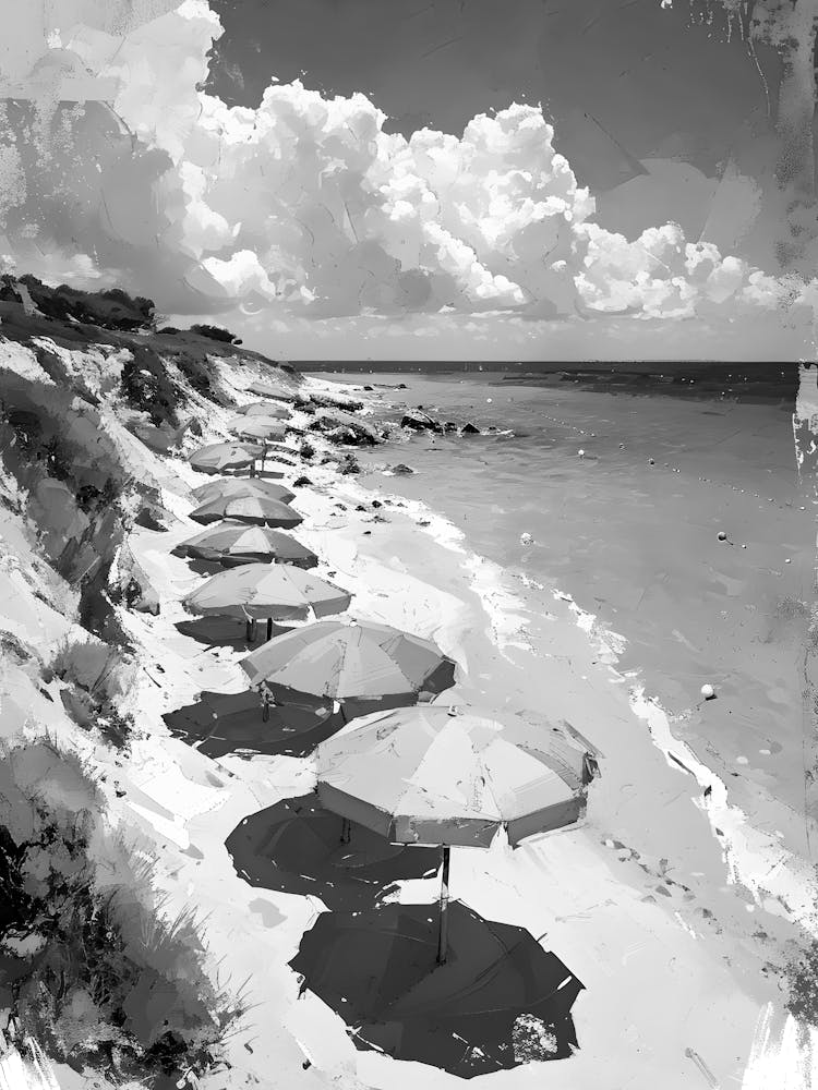 Black And White Beach Umbrellas 1
