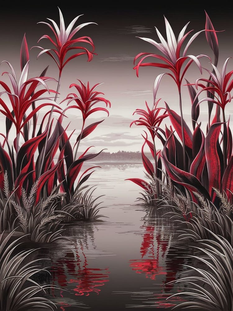 Red Flowers In The Water