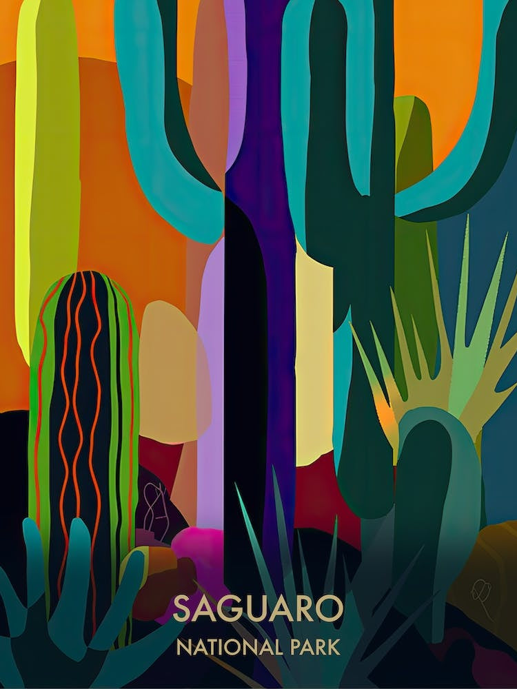 Saguaro National Park Travel Poster Matisse Style 3