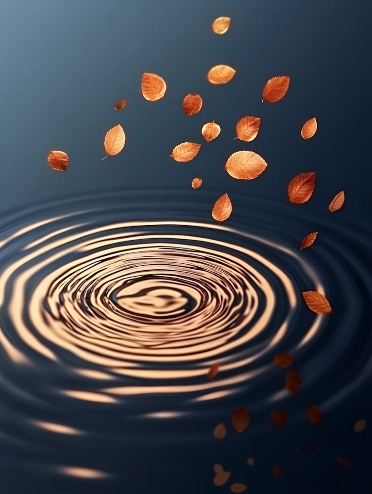 Autumn Leaves Floating In Water