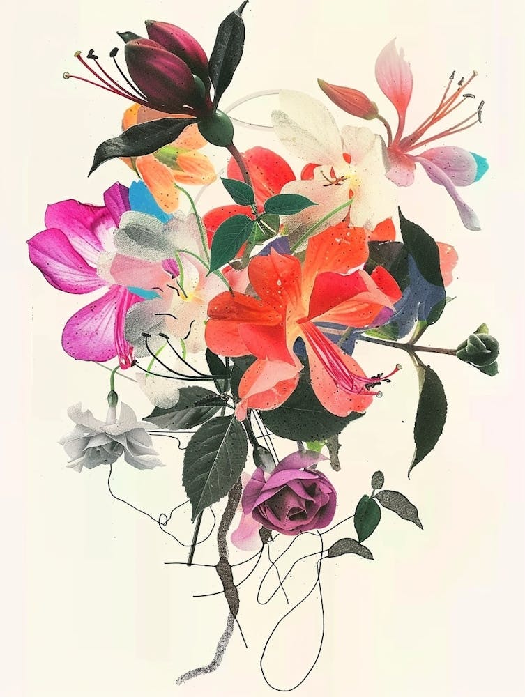 Fuchsia 1 Collage Flower Bouquet