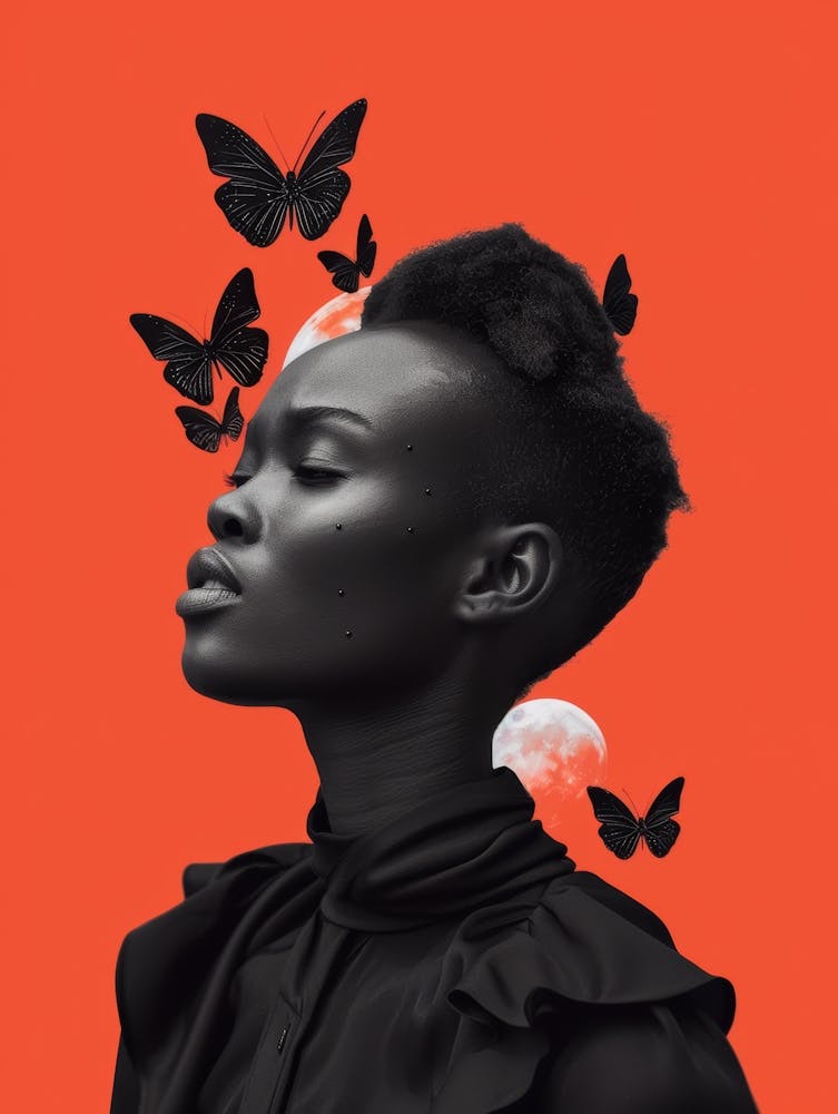 Black Woman With Butterflies 2
