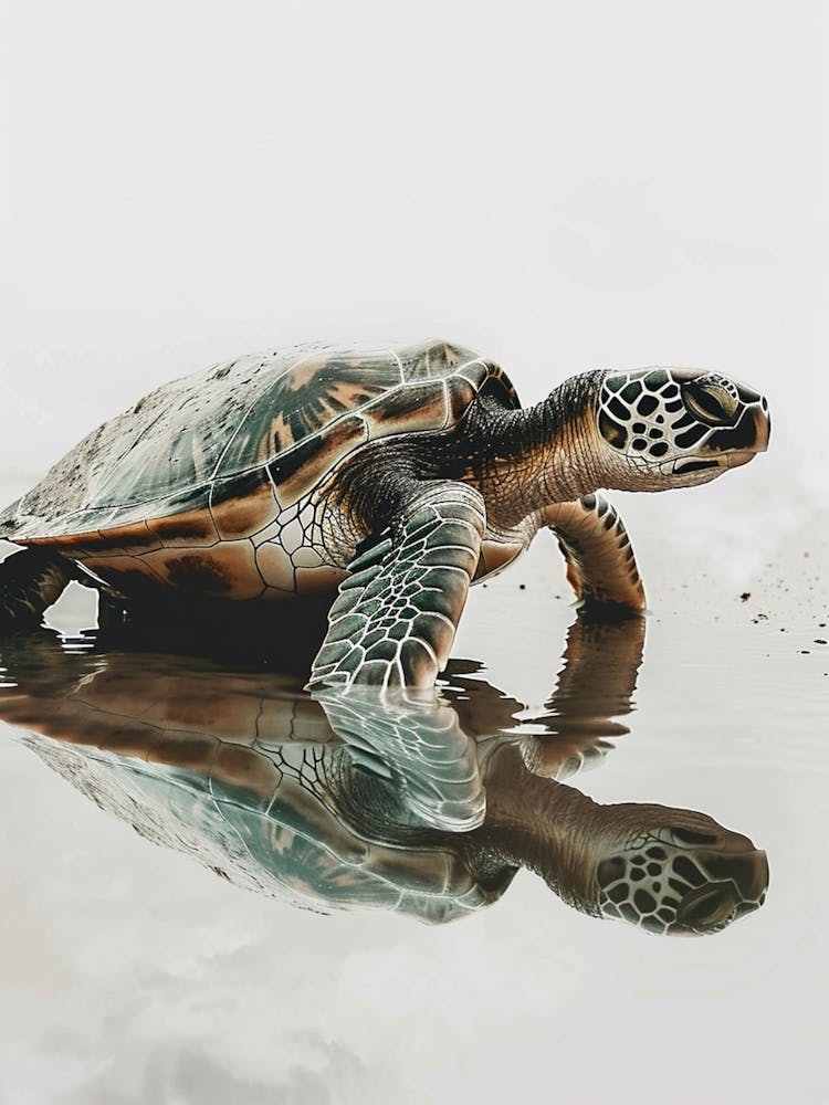 Sea Turtle Staring Into The Water Illustration 1