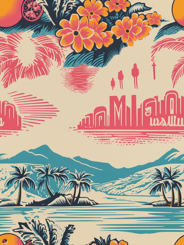 Malibu, California, Inspired Travel Pattern 1