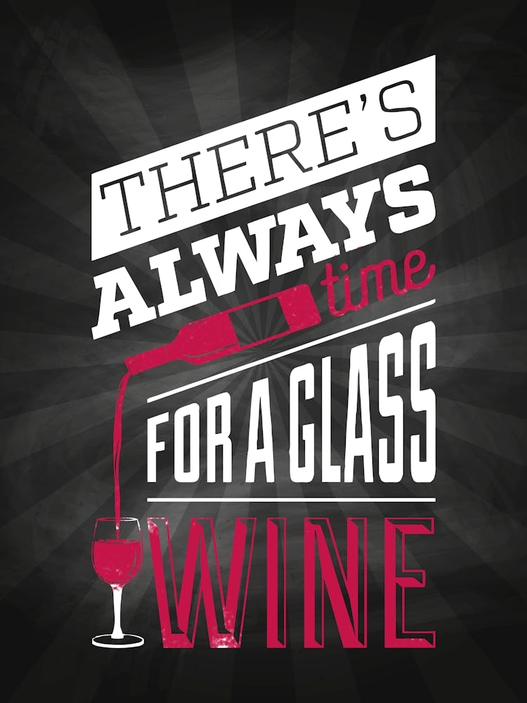 There'S Always Time For A Glass Of Wine — wine poster, kitchen poster, wine print