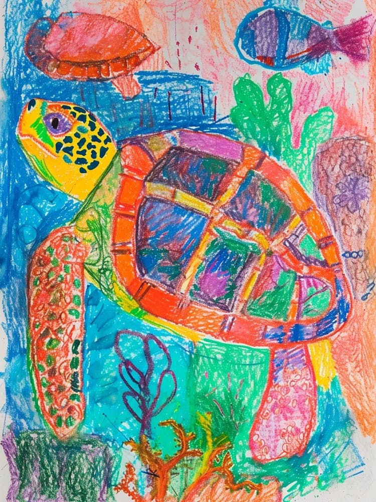Sea Turtle Colourful Abstract Scribble