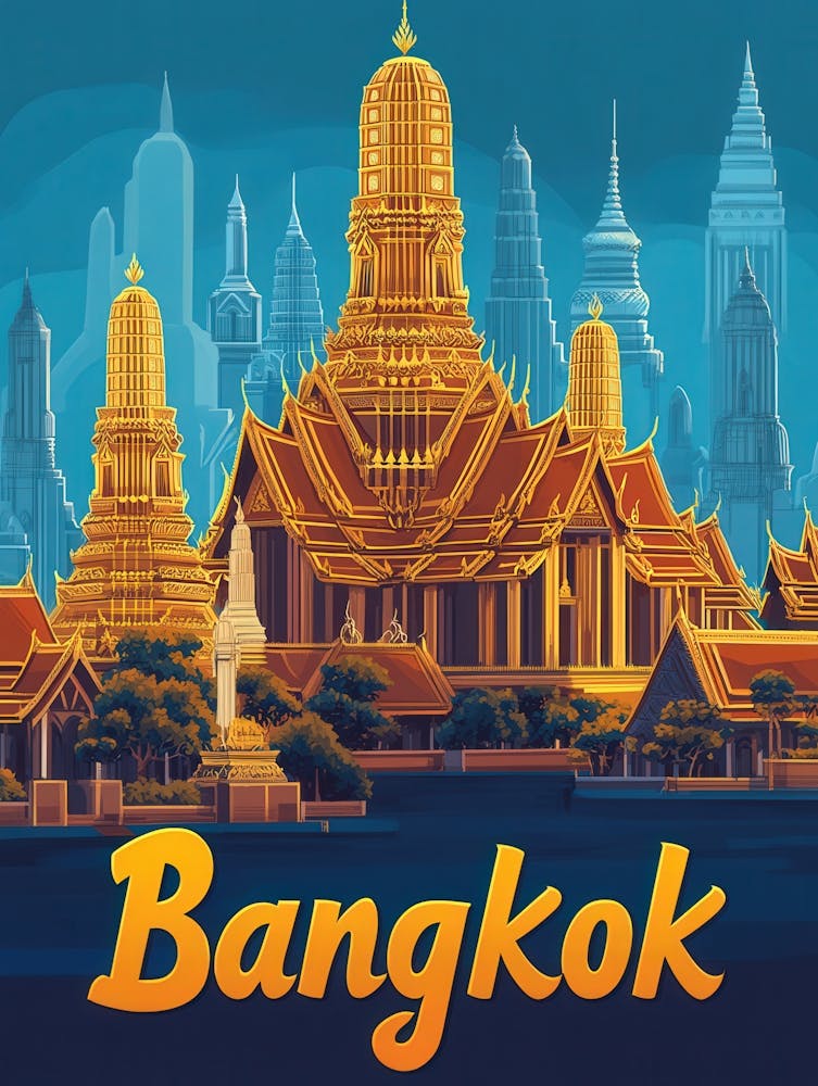 Aihrgdesign A Retro Travel Poster For Bangkok 4
