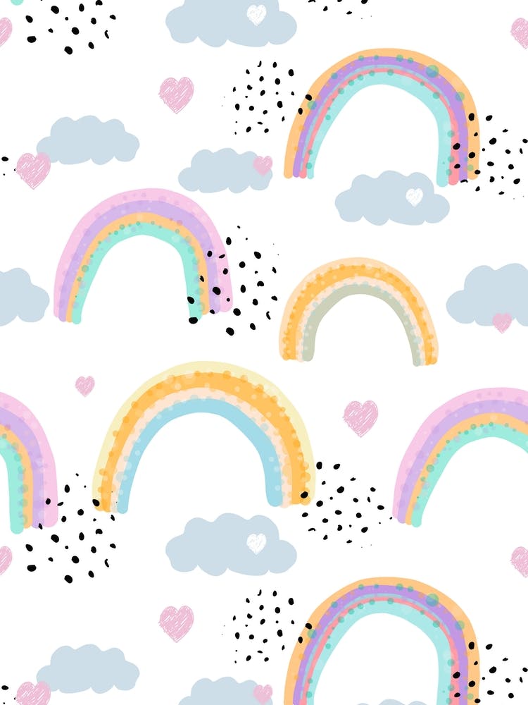 Rainbows Hearts Clouds