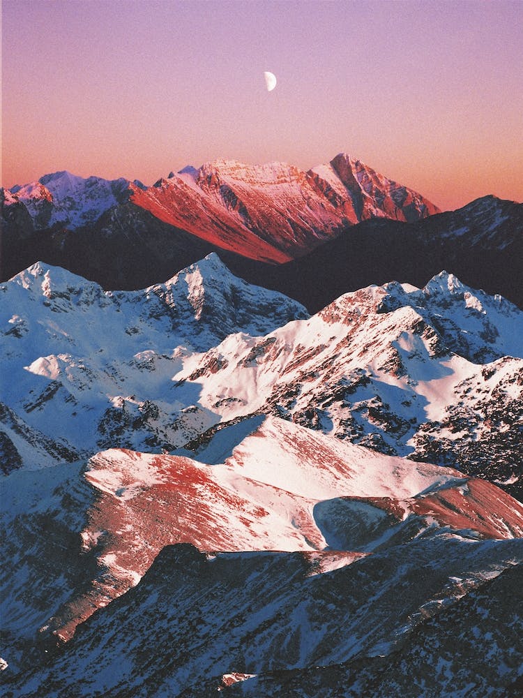 Early Moon Above The Mountains