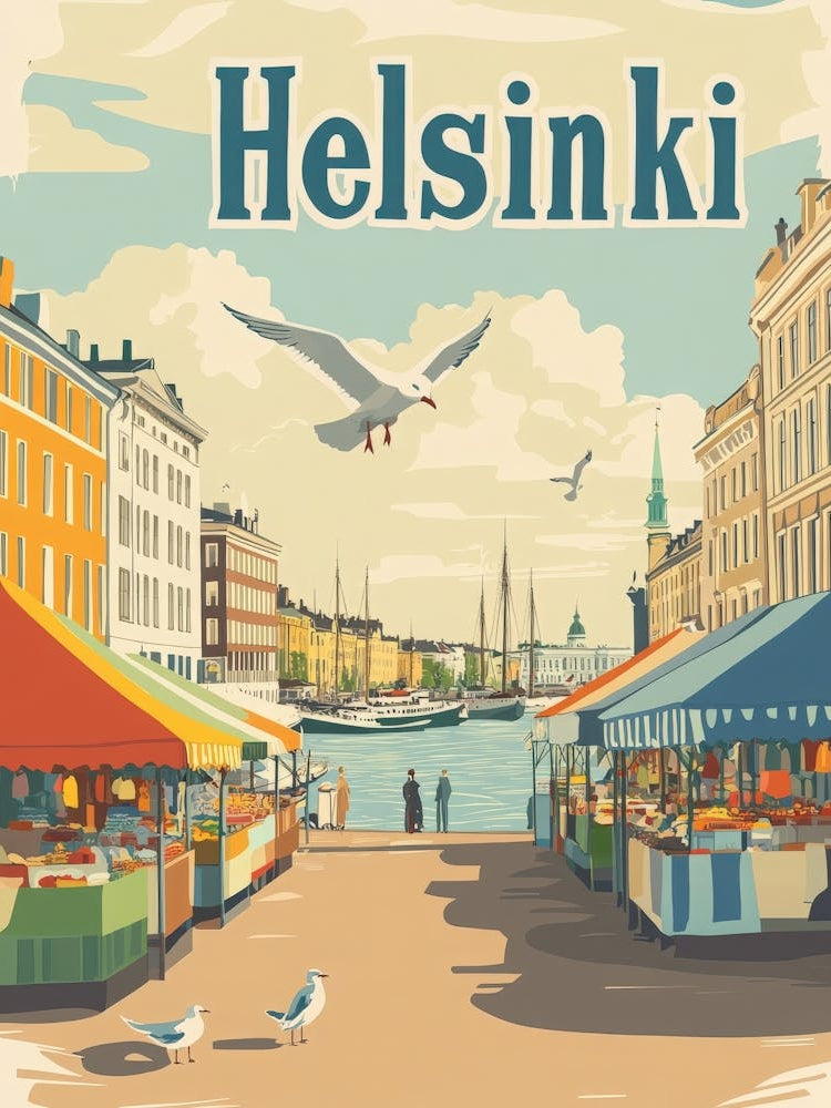 Aihrgdesign A Classic 1960s Travel Poster For Helsinki