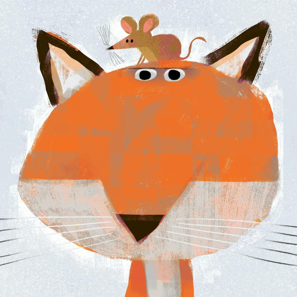 Fuchs mit Lästige Maus