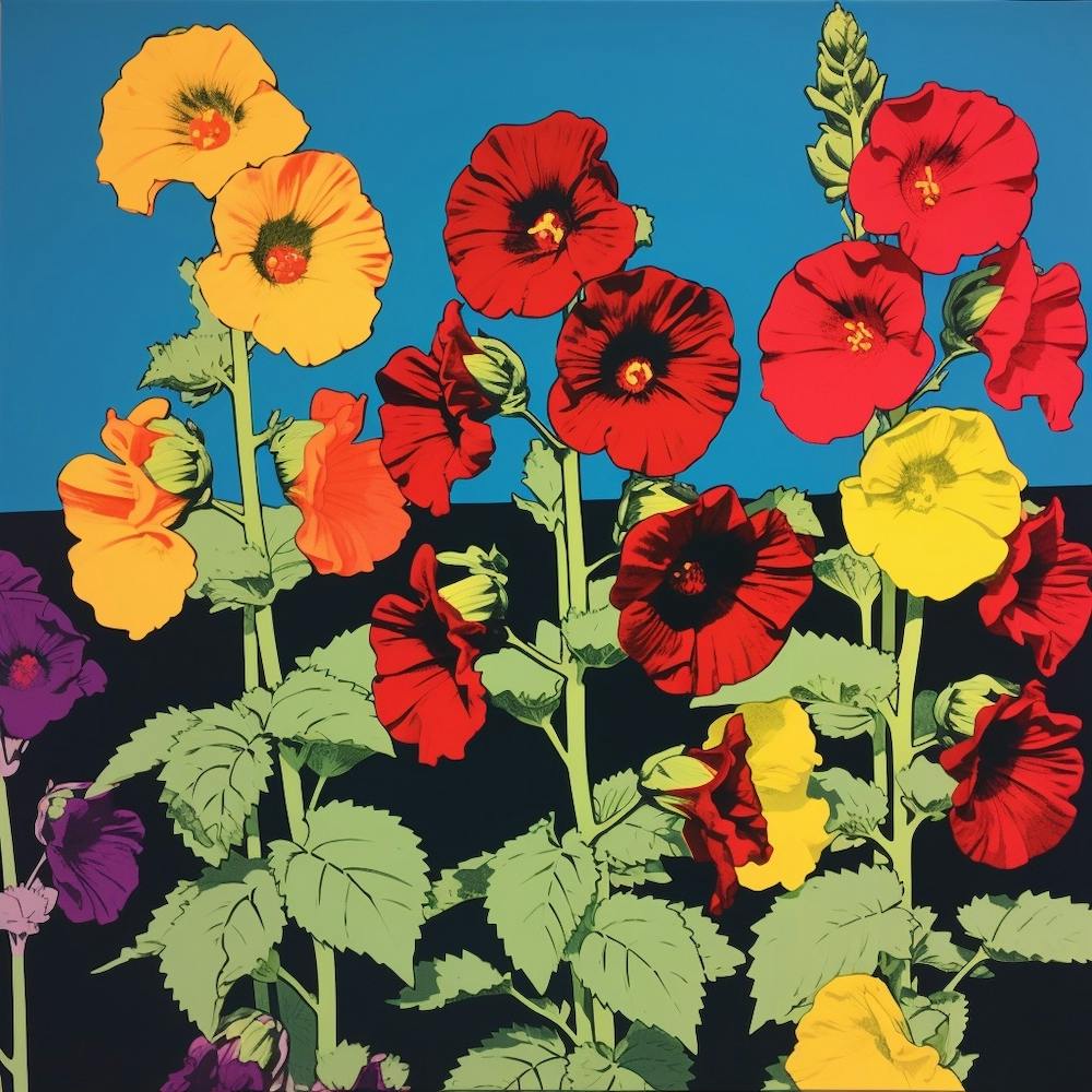 Hollyhock 2 Pop Art Illustration Square