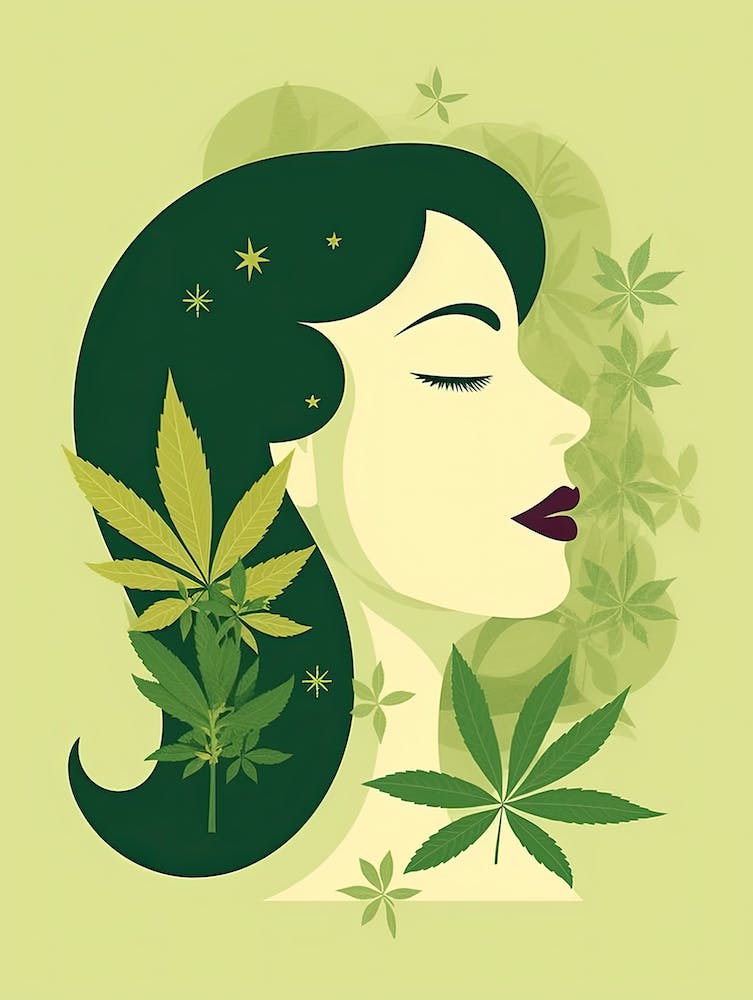 Woman With Marijuana Leaves