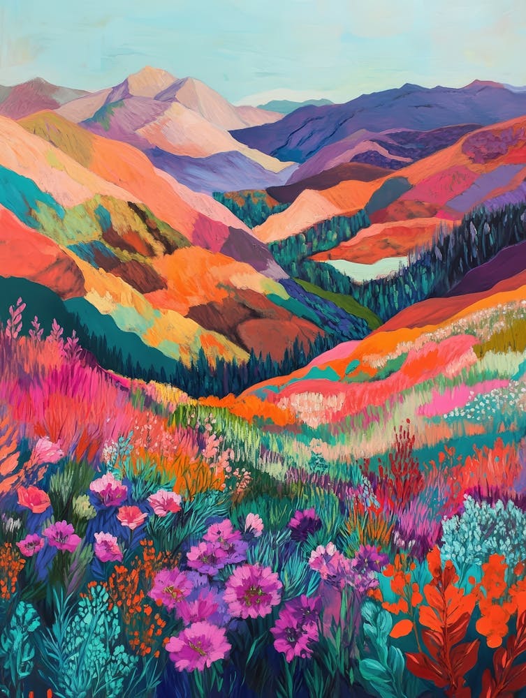Colorful Landscape With Mountain and Flowers 13