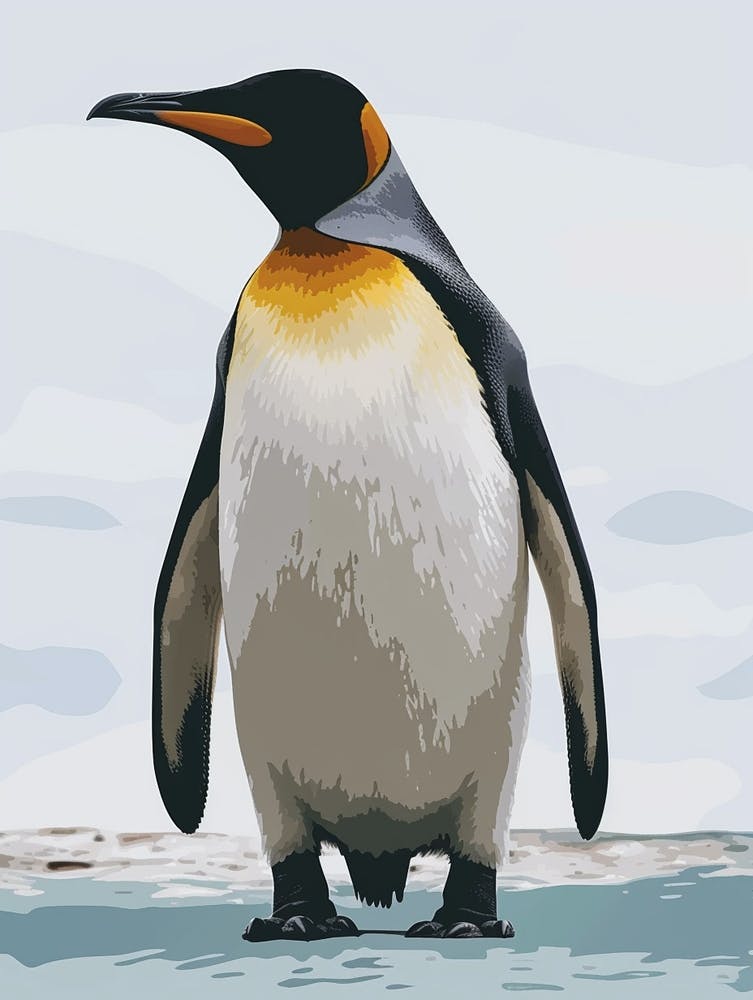 Emperor Penguin Dunedin Taiaroa Head Minimalist Illustration 1