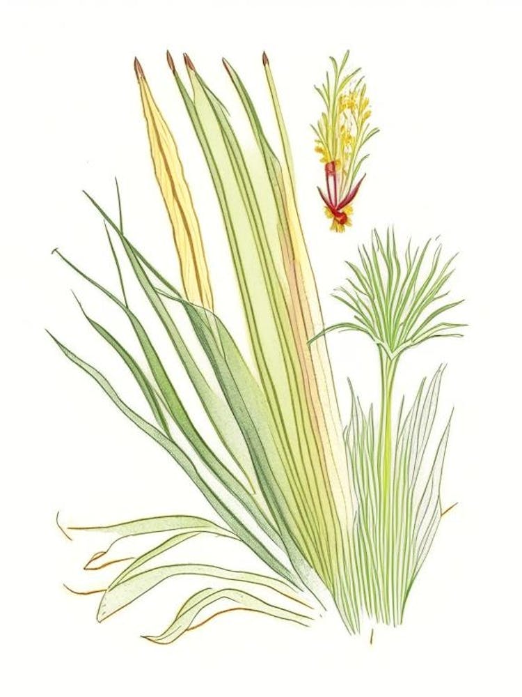 Lemongrass Spices And Herbs Pencil Illustration 2