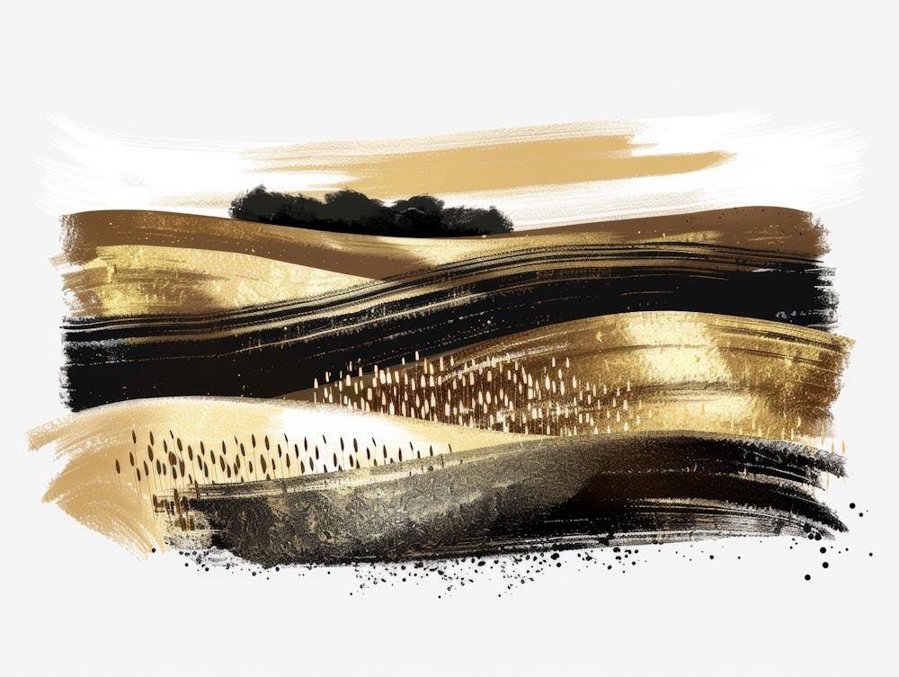 Gold And Black Landscape Painting