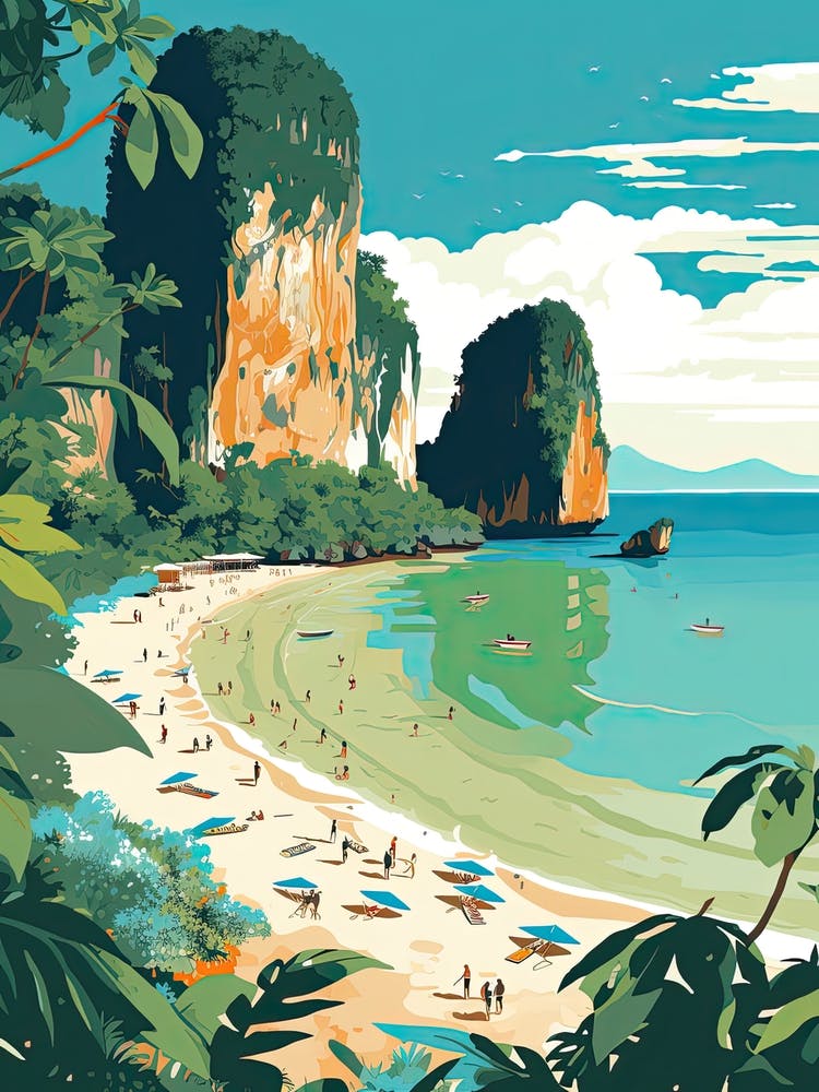Railay Beach, Krabi, Thailand, Matisse And Rousseau Style 1