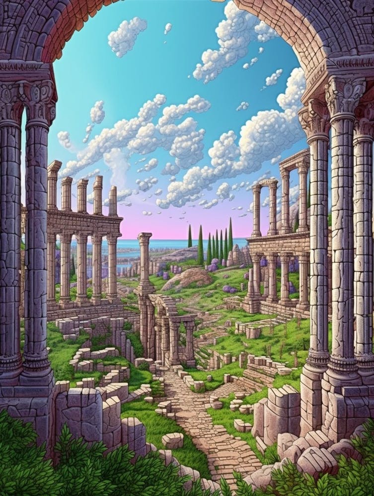 Perge Ancient City Pixel Art 3