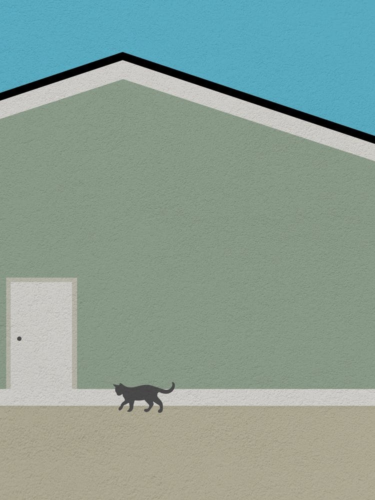 Minimal art Cat In Front Of A Building
