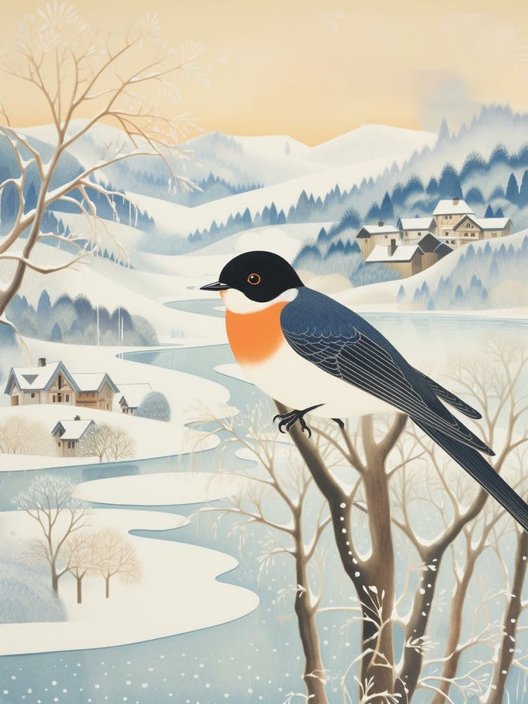 Winter Bird Painting Barn Swallow 2