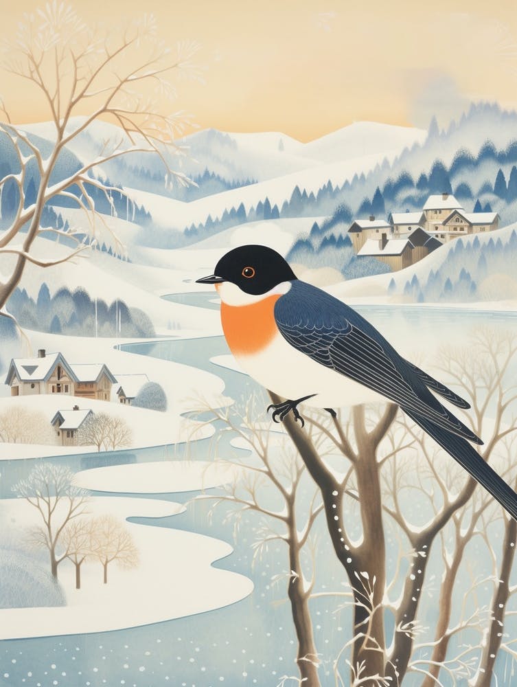 Winter Bird Painting Barn Swallow 2