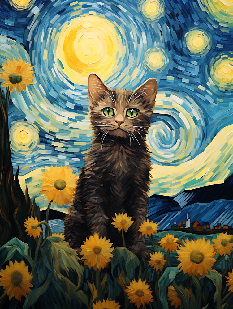 Cat Sunflowers Wall Art 15