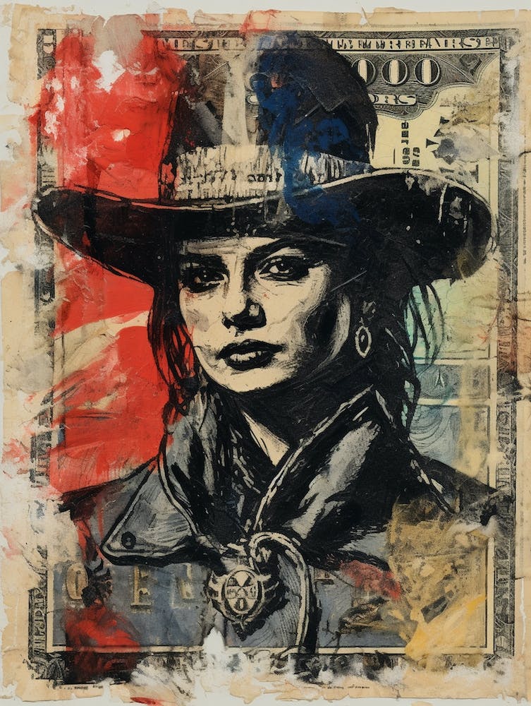 Expressionism Cowgirl Red And Blue 4