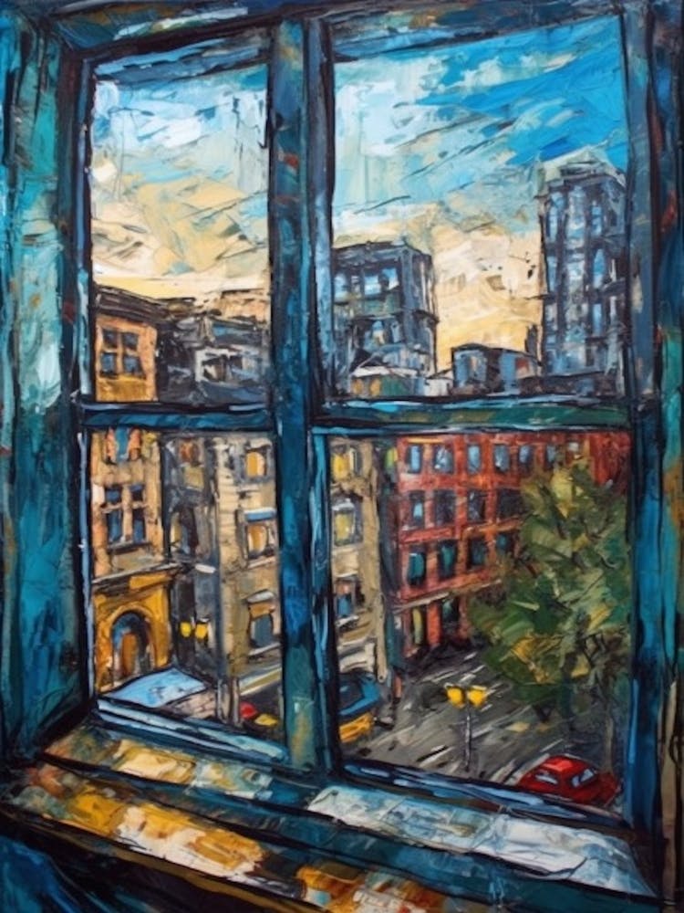 Window View Of Toronto Canada In The Style Of Expressionism 2