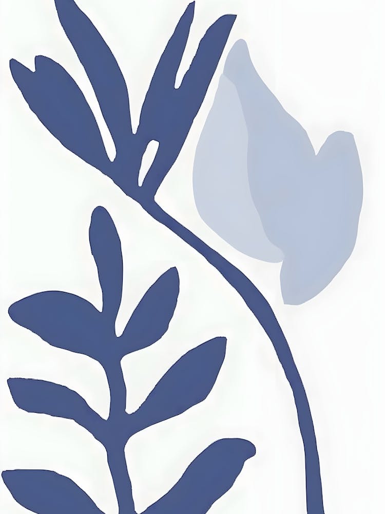 Blue And White Leaves