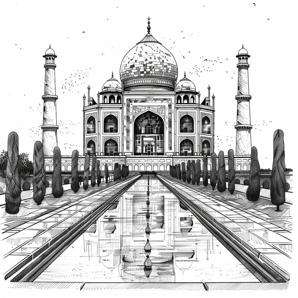 A Taj Mahal In Agra Hand Drawn Sketch Illustrati 1719953542 3
