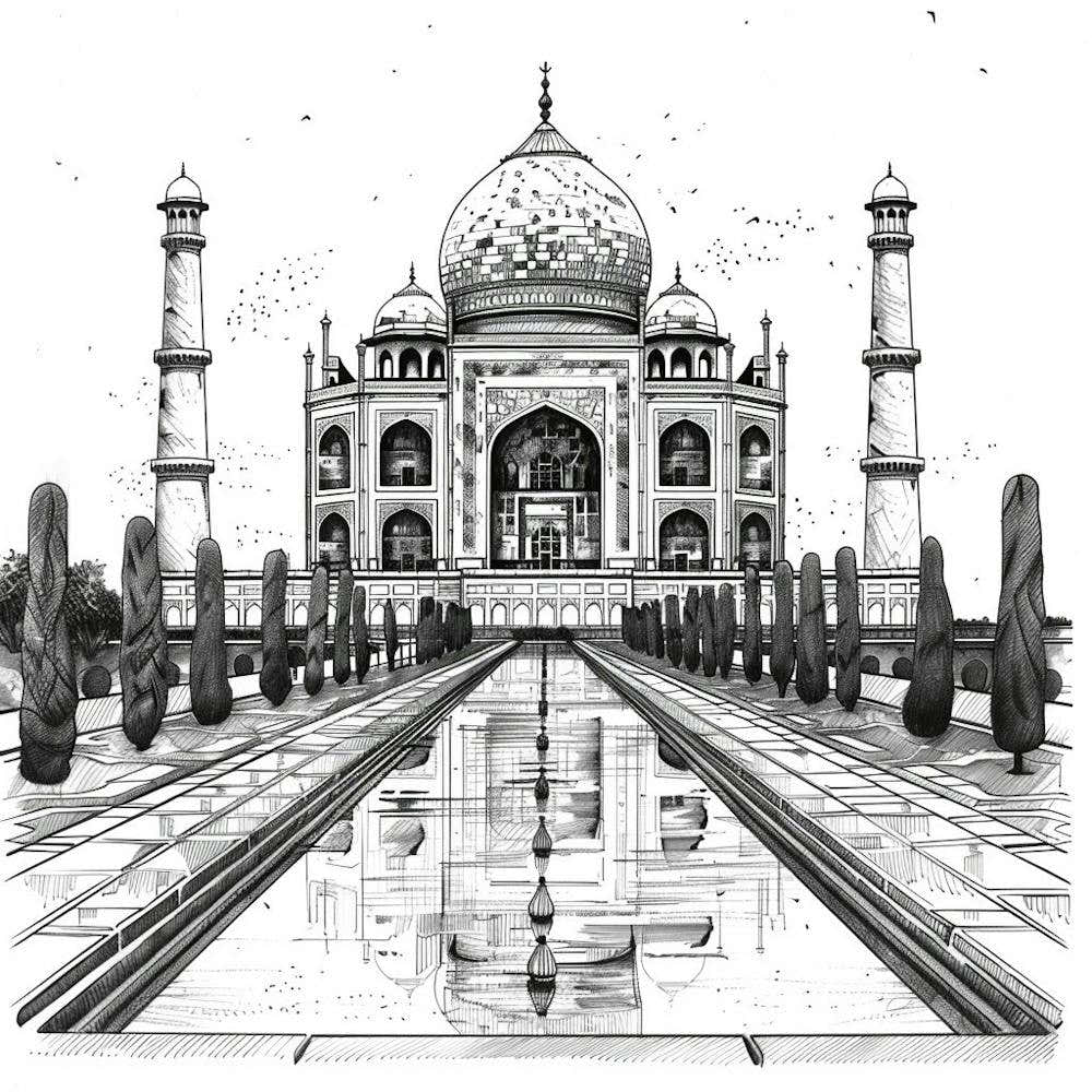 A Taj Mahal In Agra Hand Drawn Sketch Illustrati 1719953542 3