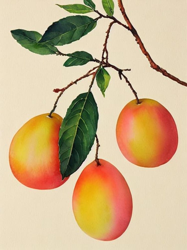 Nectarine 2 Watercolour Fruit Painting Fruit