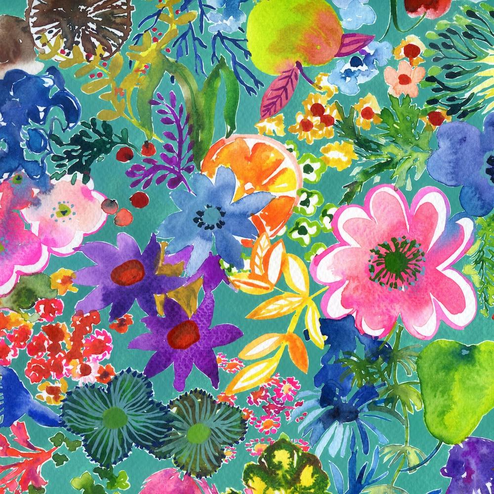 Watercolor Floating Flowers 2